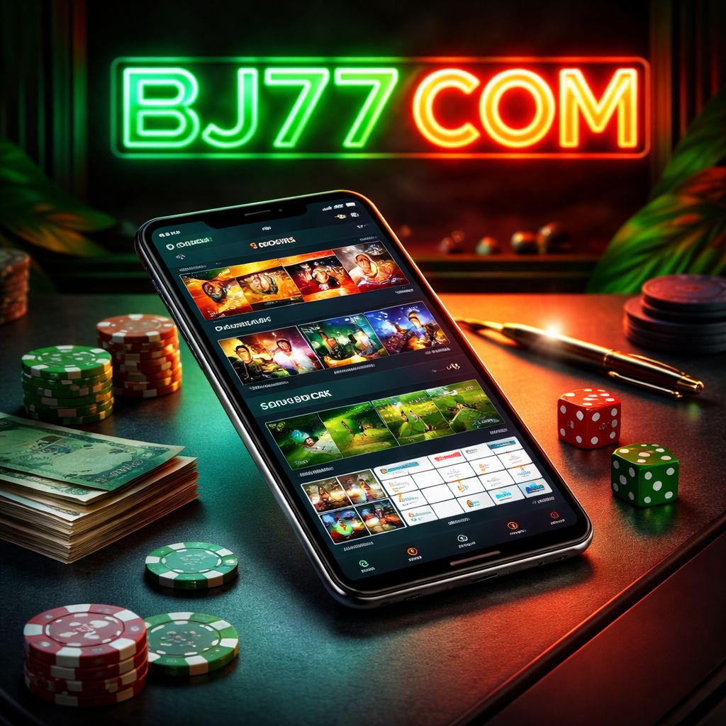 BJ77 COM mobile casino and betting platform interface
